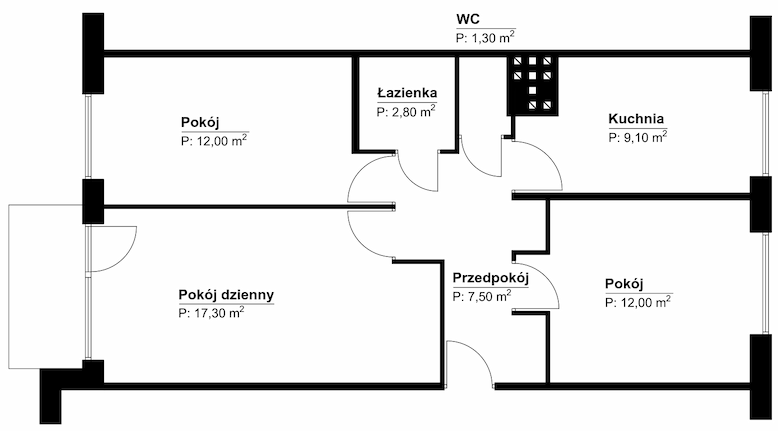 Plan mieszkania przy ulicy Młyńskiej 75